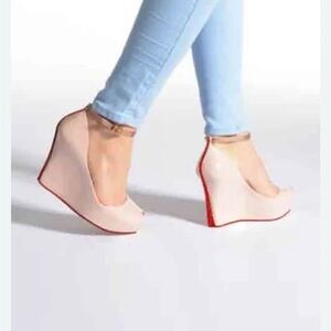 NEW MELISSA  Cream and Red Wedge Shoes